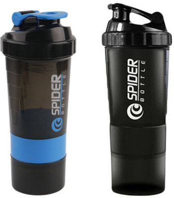 

Spider Combo of Protien Shaker 500 ML 500 Shaker(Pack of 2, Blue, Black), Blue and black