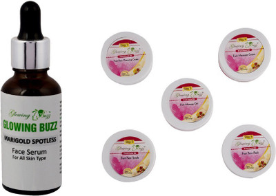 

Glowing Buzz Combo of marigold serum and fruit facial kit(Set of 6)