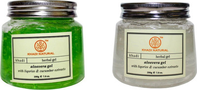 

Khadi Natural Herbal Aloevera Transparent Gel + ALoe vera Gel ( Green )(Set of 2)