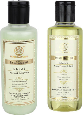 

Khadi Natural Khadi Combo- Neem Aloevera Anti Dandruff Shampoo + Neem Tea tree Basil Oil(Set of 2)