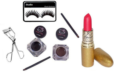 

studio Eyelashes, Two Eyeliner, Mariah Carey Lipstick , Eyelashes Curler(Set of 4)