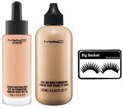 

big basket Eyelashes, Mac Face & Body Foundation, Waterweight Spf 30 Foundation Found De Teint(Set of 3)
