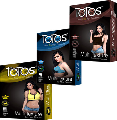 

TOTOS banana and mint and chocolate MULTI TEXTURE DOTTED FOR MEN Condom(Set of 3, 30S)