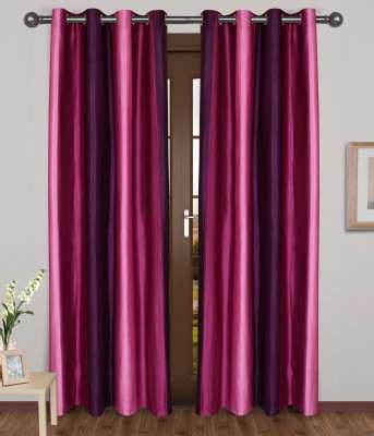 E-Retailer 275 cm (9 ft) Polyester Room Darkening Long Door Curtain (Pack Of 2)(Solid, PinkPurple)