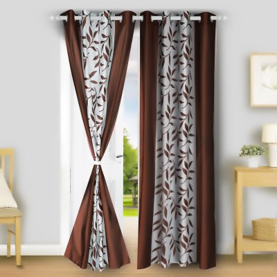 E-Retailer 153 cm (5 ft) Polyester Semi Transparent Window Curtain (Pack Of 2)(Printed, Brown)