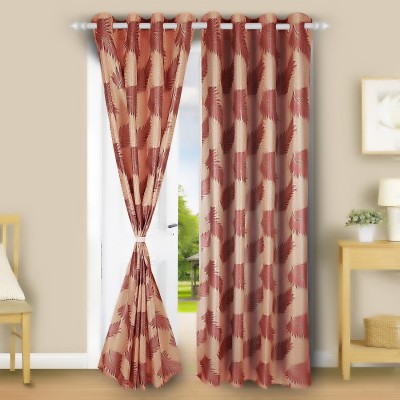 E-Retailer 153 cm (5 ft) Polyester Semi Transparent Window Curtain (Pack Of 2)(Printed, Maroon)