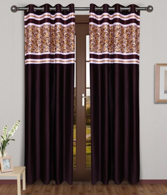 E-Retailer 275 cm (9 ft) Polyester Room Darkening Long Door Curtain (Pack Of 2)(Solid, GoldenBrown)
