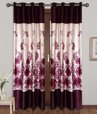E-Retailer 275 cm (9 ft) Polyester Room Darkening Long Door Curtain (Pack Of 2)(Solid, Purplebeige)