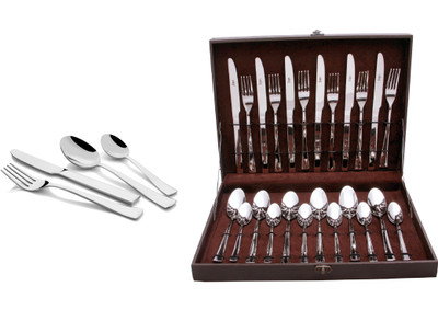 

Shapes Artic with Wooden box Stainless Steel Cutlery Set(Pack of 24)