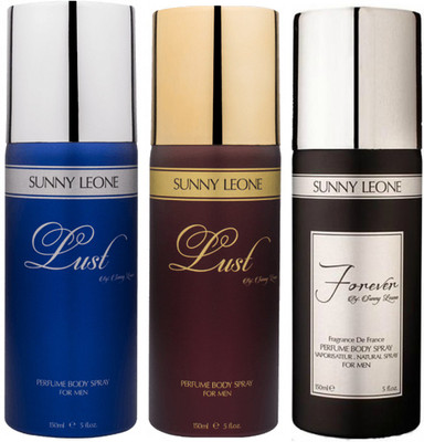 

LUST BY SUNNY LEONE 1 Lust BLUE & 1 Lust BROWN & 1 FOREVER BLACK Body Spray - For Men(450 ml, Pack of 3)