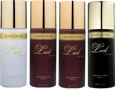 

LUST BY SUNNY LEONE 1 Lust WHITE & 2 Lust BROWN & 1 Lust BLACK Body Spray - For Men(600 ml, Pack of 4)