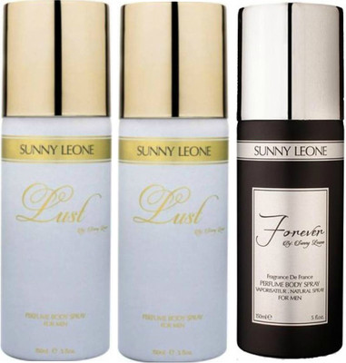 

LUST BY SUNNY LEONE 2 Lust WHITE & 1 FOREVER BLACK Body Spray - For Men(450 ml, Pack of 3)