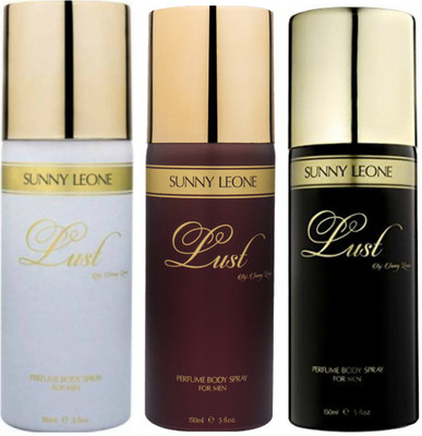 

LUST BY SUNNY LEONE 1 Lust WHITE & 1 Lust BROWN & 1 Lust BLACK Body Spray - For Men(450 ml, Pack of 3)