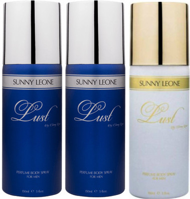 

LUST BY SUNNY LEONE 2 Lust BLUE & 1 Lust WHITE Body Spray - For Men(450 ml, Pack of 3)
