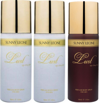 

LUST BY SUNNY LEONE 2 Lust WHITE & 1 Lust BROWN Body Spray - For Men(450 ml, Pack of 3)