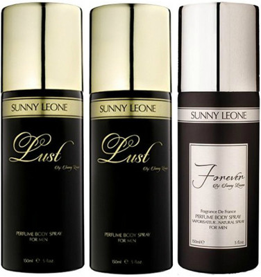 

LUST BY SUNNY LEONE 2 Lust BLACK & 1 FOREVER BLACK Body Spray - For Men(450 ml, Pack of 3)