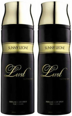 

LUST BY SUNNY LEONE Two Lust BLACK Body Spray - For Women(400 ml, Pack of 2)