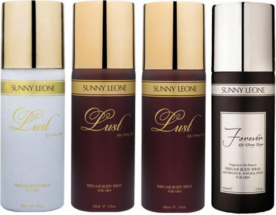 

LUST BY SUNNY LEONE 1 Lust WHITE & 2 Lust BROWN & 1 FOREVER BLACK Body Spray - For Men(600 ml, Pack of 4)