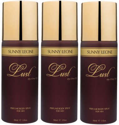 

LUST BY SUNNY LEONE 3 Lust BROWN Body Spray - For Men(450 ml, Pack of 3)