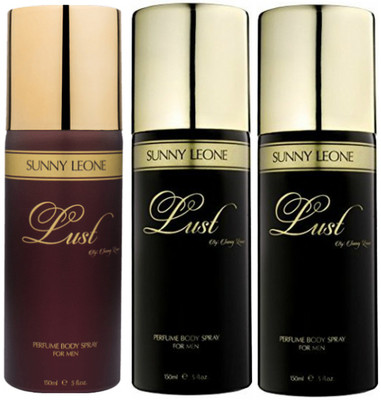 

LUST BY SUNNY LEONE 1 Lust BROWN & 2 Lust BLACK Body Spray - For Men(450 ml, Pack of 3)