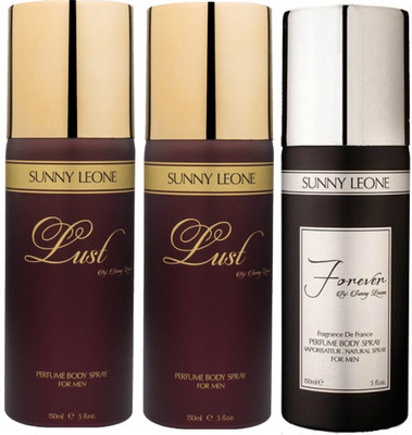 

LUST BY SUNNY LEONE 2 Lust BROWN & 1 FOREVER BLACK Body Spray - For Men(450 ml, Pack of 3)