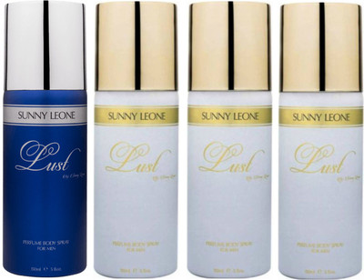 

LUST BY SUNNY LEONE 1 Lust BLUE & 3 Lust WHITE Body Spray - For Men(600 ml, Pack of 4)