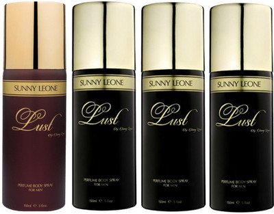 

LUST BY SUNNY LEONE 1 Lust BROWN & 3 Lust BLACK Body Spray - For Men(600 ml, Pack of 4)