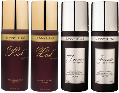 

LUST BY SUNNY LEONE 2 Lust BROWN & 2 FOREVER BLACK Body Spray - For Men(600 ml, Pack of 4)