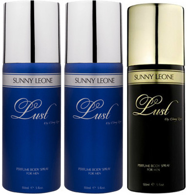 

LUST BY SUNNY LEONE 2 Lust BLUE & 1 Lust BLACK Body Spray - For Men(450 ml, Pack of 3)