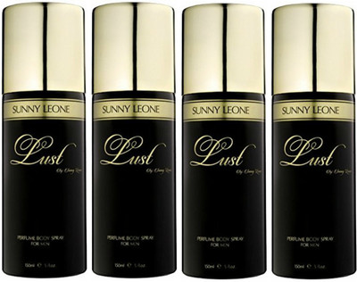 

LUST BY SUNNY LEONE 4 Lust BLACK Body Spray - For Men(600 ml, Pack of 4)
