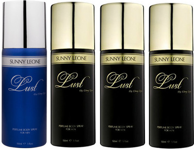 

LUST BY SUNNY LEONE 1 Lust BLUE & 3 Lust BLACK Body Spray - For Men(600 ml, Pack of 4)