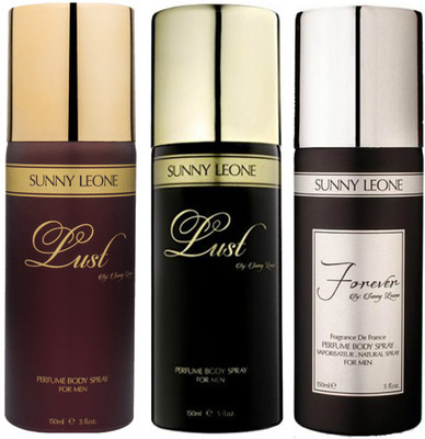 

LUST BY SUNNY LEONE 1 Lust BROWN & 1 Lust BLACK & 1 FOREVER BLACK Body Spray - For Men(450 ml, Pack of 3)