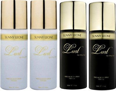 

LUST BY SUNNY LEONE 2 Lust WHITE & 2 Lust BLACK Body Spray - For Men(600 ml, Pack of 4)