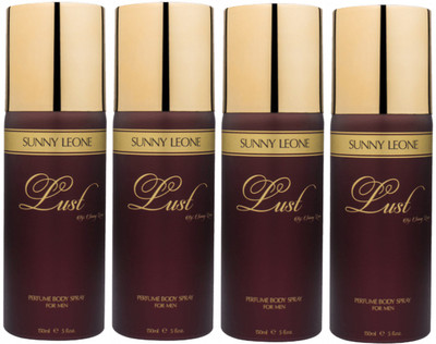 

LUST BY SUNNY LEONE 4 Lust BROWN Body Spray - For Men(600 ml, Pack of 4)