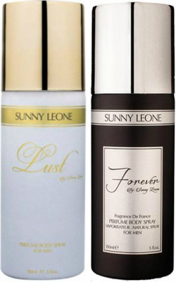 

LUST BY SUNNY LEONE 1 Lust WHITE & 1 FOREVER BLACK Body Spray - For Men(300 ml, Pack of 2)
