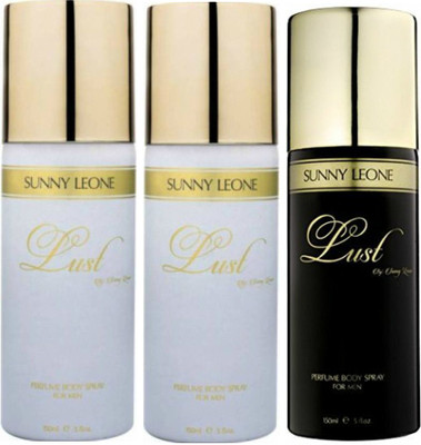 

LUST BY SUNNY LEONE 2 Lust WHITE & 1 Lust BLACK Body Spray - For Men(450 ml, Pack of 3)
