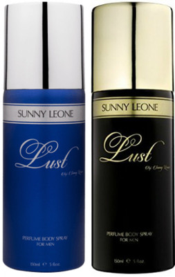 

LUST BY SUNNY LEONE 1 Lust BLUE & 1 Lust BLACK Body Spray - For Men(300 ml, Pack of 2)