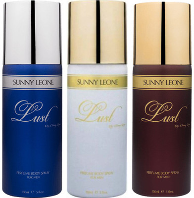 

LUST BY SUNNY LEONE 1 Lust BLUE & 1 Lust WHITE & 1 Lust BROWN Body Spray - For Men(450 ml, Pack of 3)