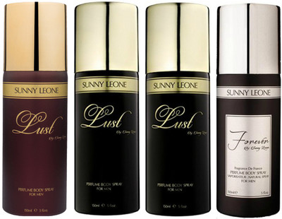 

LUST BY SUNNY LEONE 1 Lust BROWN & 2 Lust BLACK & 1 FOREVER BLACK Body Spray - For Men(600 ml, Pack of 4)