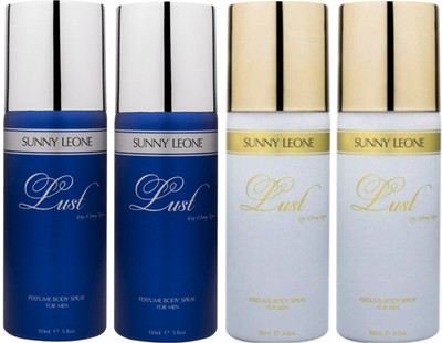 

LUST BY SUNNY LEONE 2 Lust BLUE & 2 Lust WHITE Body Spray - For Men(600 ml, Pack of 4)
