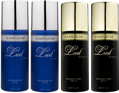 

LUST BY SUNNY LEONE 2 Lust BLUE & 2 Lust BLACK Body Spray - For Men(600 ml, Pack of 4)