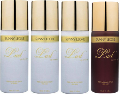 

LUST BY SUNNY LEONE 3 Lust WHITE & 1 Lust BROWN Body Spray - For Men(600 ml, Pack of 4)