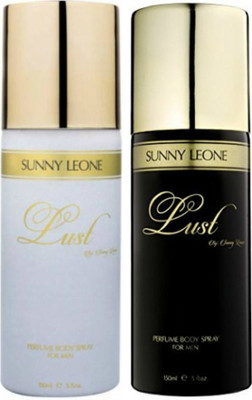 LUST BY SUNNY LEONE 1 Lust WHITE & 1 Lust BLACK Body Spray - For Men(300 ml, Pack of 2)