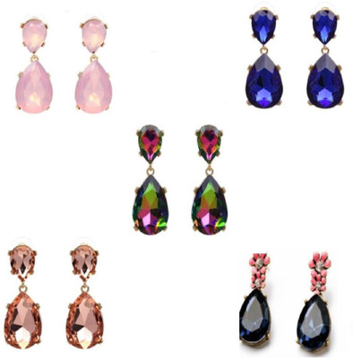 

FemNmas FemNmas Combo of 5 Dangle & Drop Party Wear Designer Earrings Set in German Golden Beaded Afghani Style Alloy Drop Earring