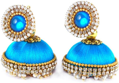 

Blue jays hub Blue jays hub silk thread light blue color for women/girls Beads Silk Dori Jhumki Earring