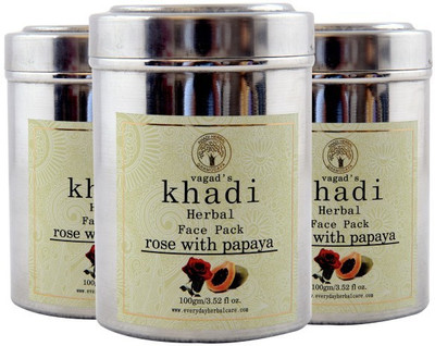 Vagad's Khadi Rose With Papaya Face Pack Pack of 3(300 g)