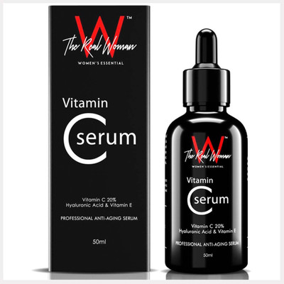 

THE REAL WOMAN Professional Anti-Aging Vitamin C Serum. Vitamin C 20% + Hyaluronic Acid & Vitamin E. Under Eye Dark Circles, Anti Aging, Skin Fairness & Brightening.(50 ml)