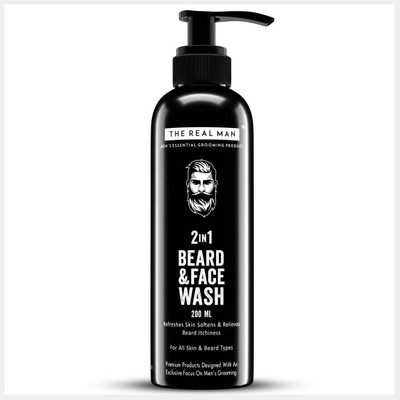 

THE REAL MAN 2 in 1 Beard & Face Wash 200ml. With Extract of Aloe Vera | Neem & Vitamin E. 100% Organic. Refreshes Skin Softens & Relieves Beard Itchiness Face Wash(200 ml)