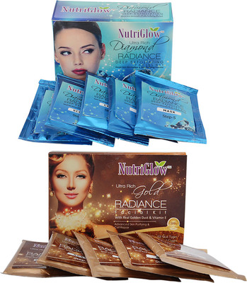 NutriGlow Diamond Ultra Rich and Pearl Ultra Rich Radiance Glow Facial Kit Pack of 2 110 g(Set of 2)