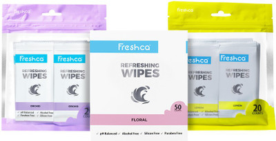 

Freshca Face Wipes for Women - Floral, Orchid, Lemon Combo(Pack of 90)